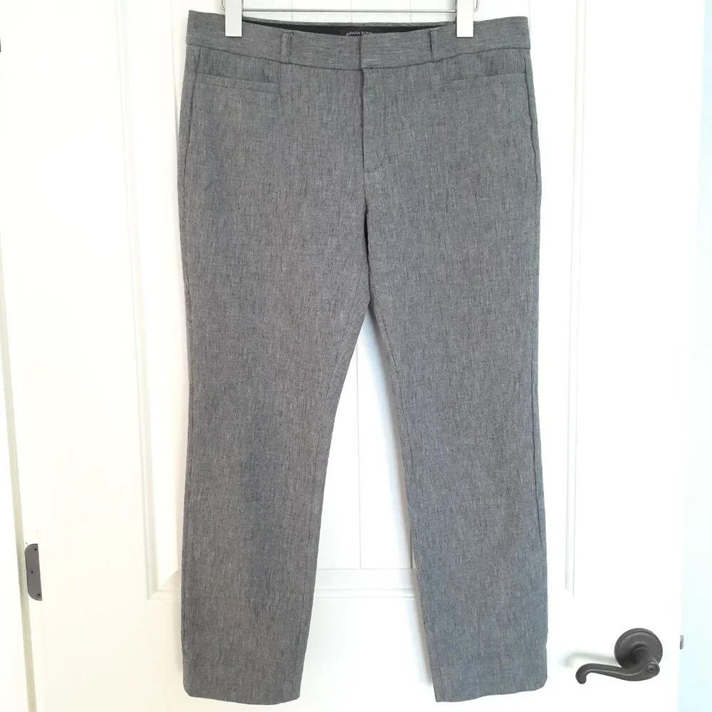 Banana Republic Sloan Skinny-Fit Textured Pant in Gray Size 10